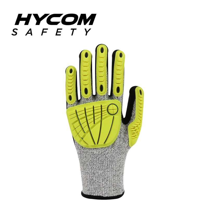 HYCOM Breath-cut TPR Anti-impact ANSI 3 Cut Resistant Glove Coated with Sandy Nitrile Work Gloves