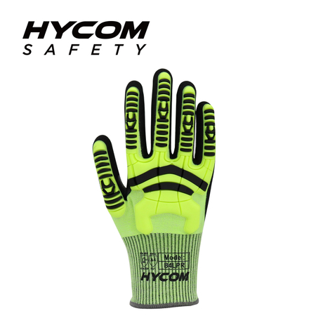 HYCOM 13GG Breathable-cut ANSI 4 Cut Resistant Glove with Palm Sandy Nitrile Coating, TPR Finger & Knuckle Protection