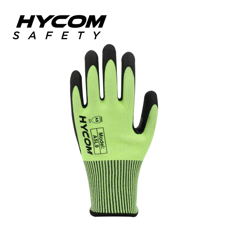 HYCOM 13G ANSI 5 Cut Resistant Glove with Palm Foam nitrile Coating PPE Gloves